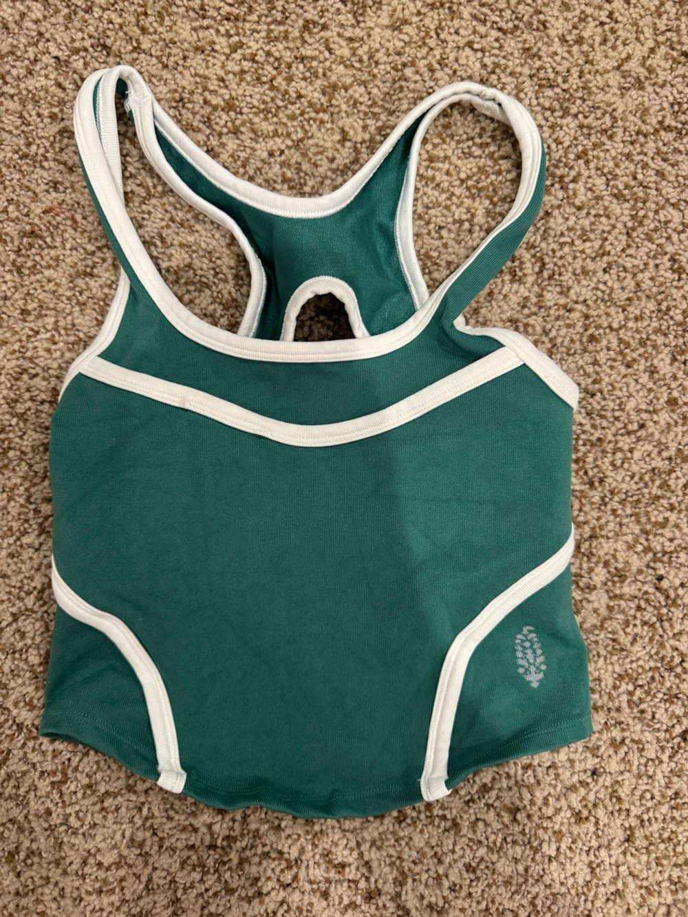 Free People Green Tank Top with White Trim